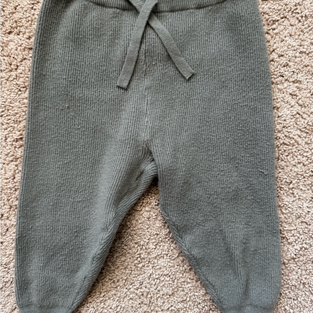 Zara Ribbed Knit Pants in Sage Green
